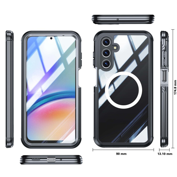 Etui do Samsung Galaxy A16 / A16 5G, Shockproof, ze szkłem, do MagSafe, czarne