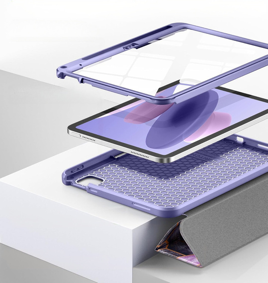 Etui ochronne do iPada 11" 2025 A16 (11 gen.) / 10.9" 2022 (10 gen.), Suritch Full Body Marmur, fioletowe