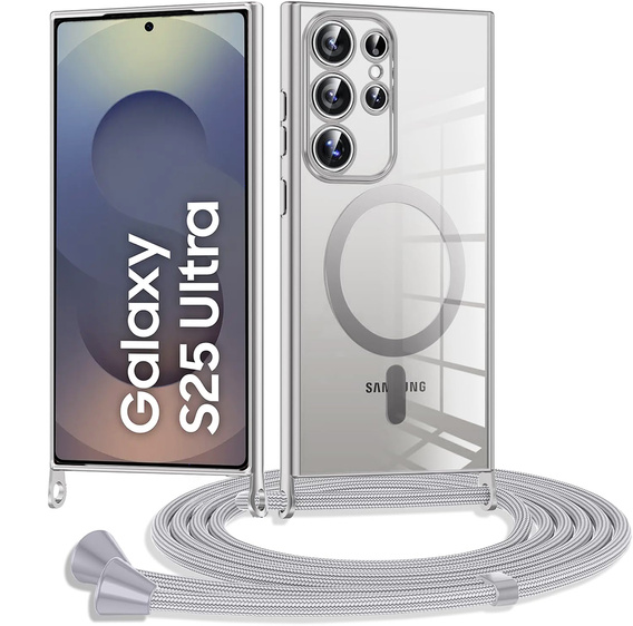 Etui do Samsung Galaxy S25 Ultra, Electro MagSafe, srebrne + Smycz