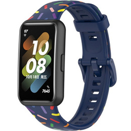 Pasek Silikonowy do Huawei Band 7, Granatowy / Wielokolorowy