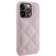 Etui GUESS do iPhone 15 Pro, Quilted Metal Logo, różowe