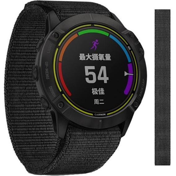 Pasek Nylonowy do Garmin Fenix 3/3HR/5X/6X/6X Pro/7X/7X Solar, Czarny