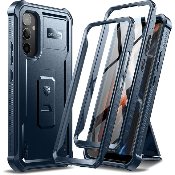 Etui pancerne do Samsung Galaxy A54 5G, Dexnor Full Body (Two Frames), niebieskie