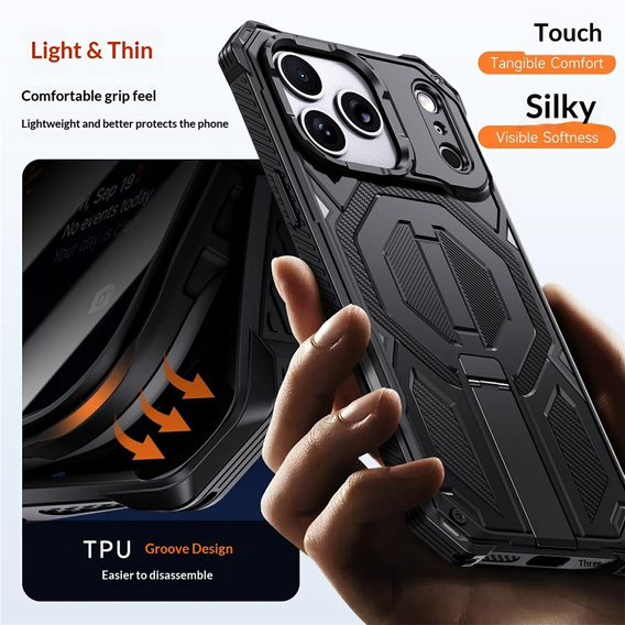 Etui ochronne do iPhone 17 Pro Max do MagSafe, z podstawką, czarne