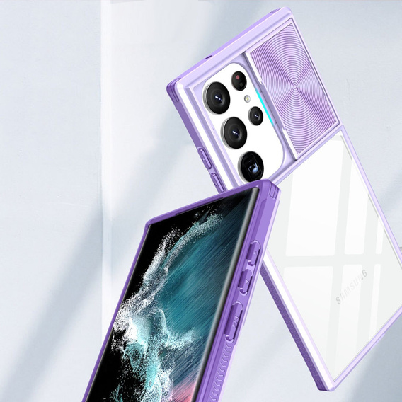 Etui do Samsung Galaxy S22 Ultra, Slide Camera, fioletowe