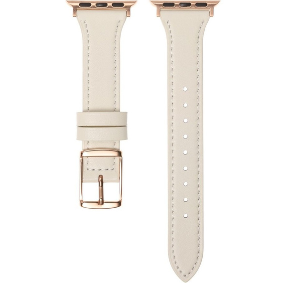 Pasek Skórzany do Apple Watch 1/2/3/4/5/6/7/8/9/10/11/SE Ultra 1/2/3 42/44/45/46/49mm, Beżowy