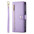 Etui z klapką do Samsung Galaxy A17 5G, Wallet Zipper Pocket, fioletowe