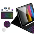 Etui z podświetlaną klawiaturą bluetooth do iPad 11" 2025 A16 (11 gen.) / iPad 10.9" 2022 (10 gen.), czarne