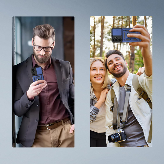Etui pancerne do Samsung Galaxy A17 5G, CamShield Slide, niebieskie