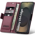 Etui do Samsung Galaxy S25 Edge, ERBORD Glossy Litchi, portfel z klapką, czerwone