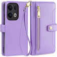 Etui z klapką do Oppo Reno 13 Pro, Wallet Zipper Pocket, fioletowe