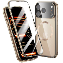Etui do iPhone 17 Pro, Magnetic Dual Glass, do MagSafe, złote