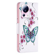 Etui z klapką do Xiaomi 13 Lite, Wallet, Butterflies & Flowers białe