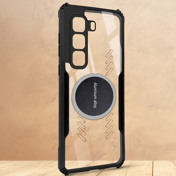 Etui do Infinix Hot 50 Pro 4G, z blaszką magnetyczne, przezroczyste / czarne