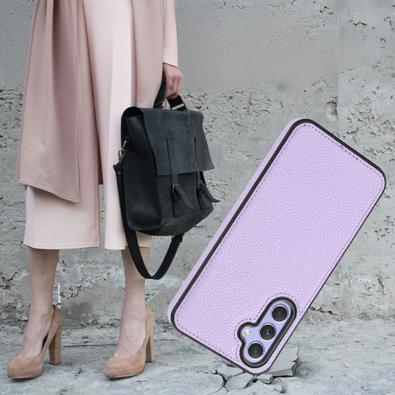 Etui skórzane do Samsung Galaxy A54, Obudowa Lychee leather Case, fioletowe