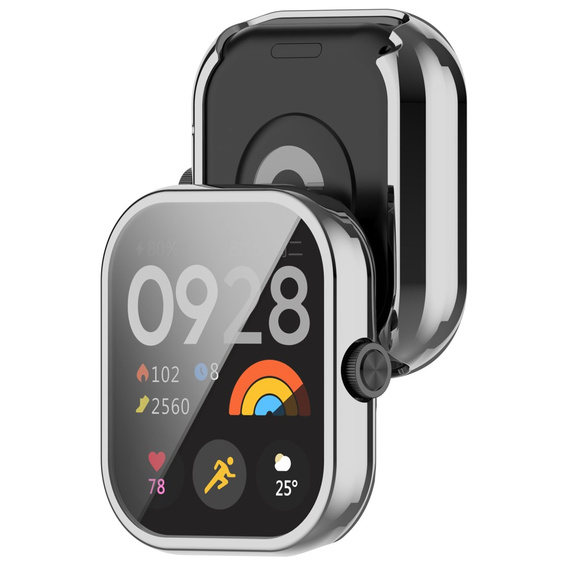 2w1 Etui z Osłoną na ekran do Xiaomi Redmi Watch 4, Srebrne