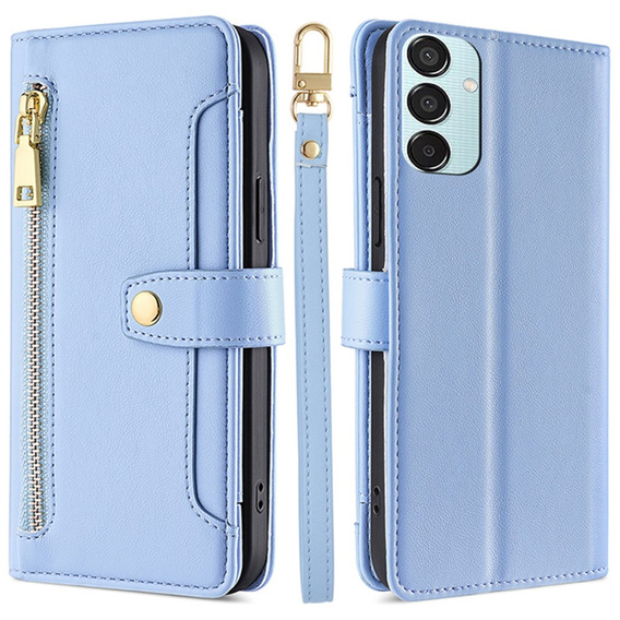 Etui z klapką do Samsung Galaxy M15 5G, Wallet Zipper Pocket, niebieskie