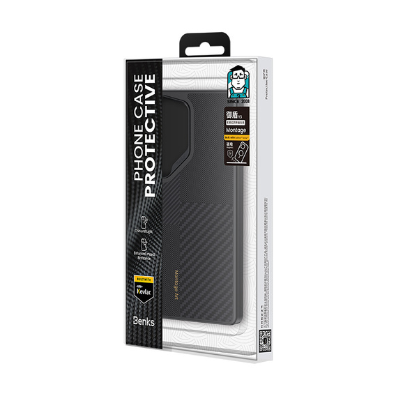Etui BENKS Kevlar do Samsung Galaxy S25 Ultra, Montage Magnetic Armor Pro 600D B045, do MagSafe, czarne