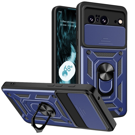 Etui pancerne do Google Pixel 8, CamShield Slide, niebieskie