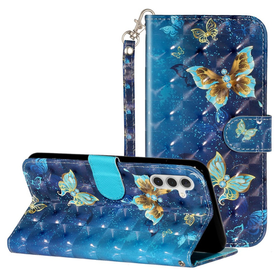 Etui z klapką do Samsung Galaxy A35 5G, Wallet, Butterflies niebieskie