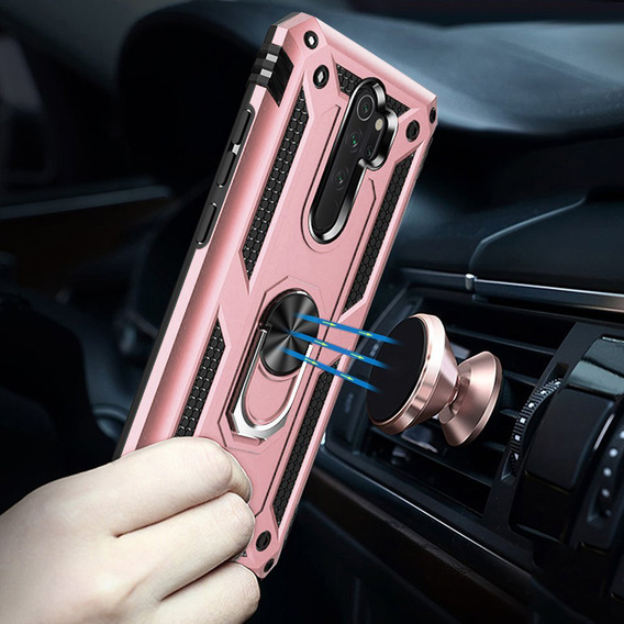 Etui pancerne do Xiaomi Redmi Note 8 Pro, Nox Case Ring, różowe rose gold