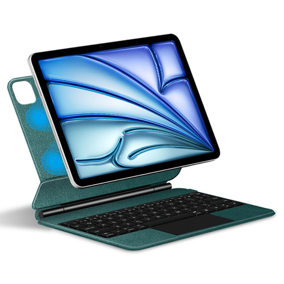 Etui z klawiaturą do iPad Air 13" 2024 (6 gen.), Magnetic Keyboard Touchpad, zielone