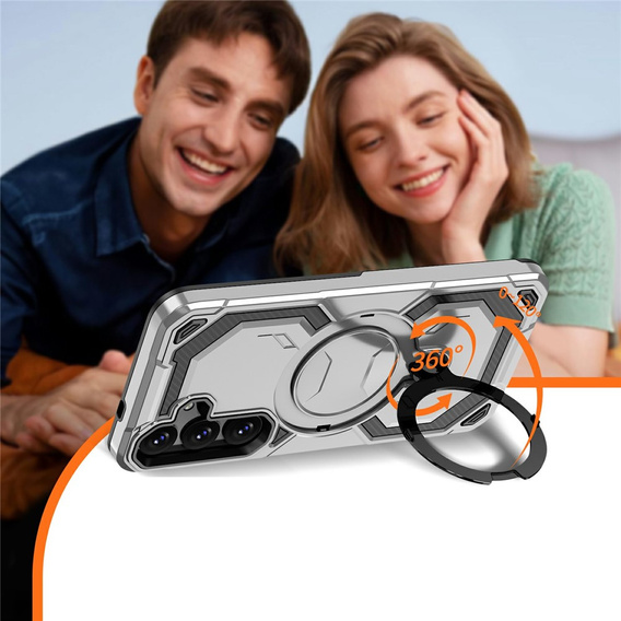 Etui magnetyczne do Samsung Galaxy A57 5G z podstawką, srebrne