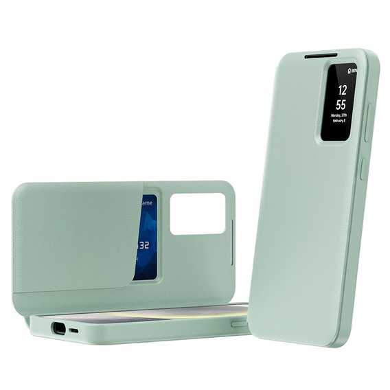 Etui z klapką do Samsung Galaxy S23 FE, Smart View Wallet, zielone