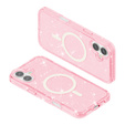 Etui do iPhone 17, do MagSafe, brokatowe, półprzezroczyste różowe