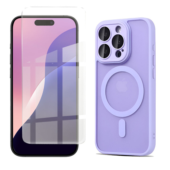 Etui do iPhone 16 Pro, do MagSafe, ERBORD Matt Case, fioletowy + Szkło na ekran