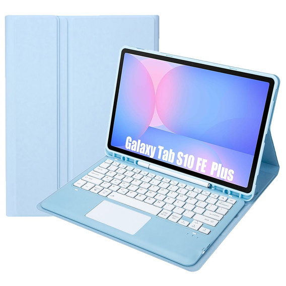 Etui z klawiaturą Bluetooth i touchpadem do Samsung Galaxy Tab S10 FE+ Plus X620/X626B – niebieskie