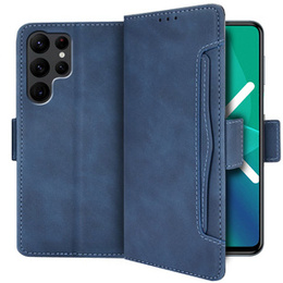 Etui z klapką do Samsung Galaxy S22 Ultra 5G, Card Slot, niebieskie