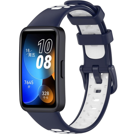 Pasek Silikonowy do Huawei Band 8 / Huawei Band 9 / Huawei Band 10, Granatowy / Biały