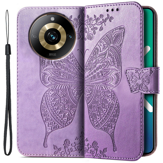 Etui z klapką do Realme 11 Pro / 11 Pro +, Butterfly, fioletowe
