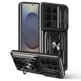 Etui z podstawką i osłoną aparatu do Samsung Galaxy S25 Ultra – czarne