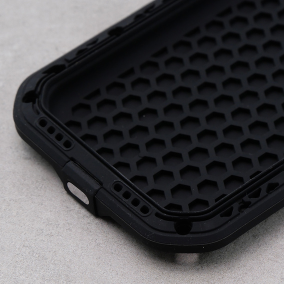 Etui Love Mei do iPhone XS / X, pancerne ze szkłem, czarne