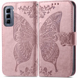 Etui z klapką do Infinix Hot 50 Pro 4G, Butterfly, różowe rose gold