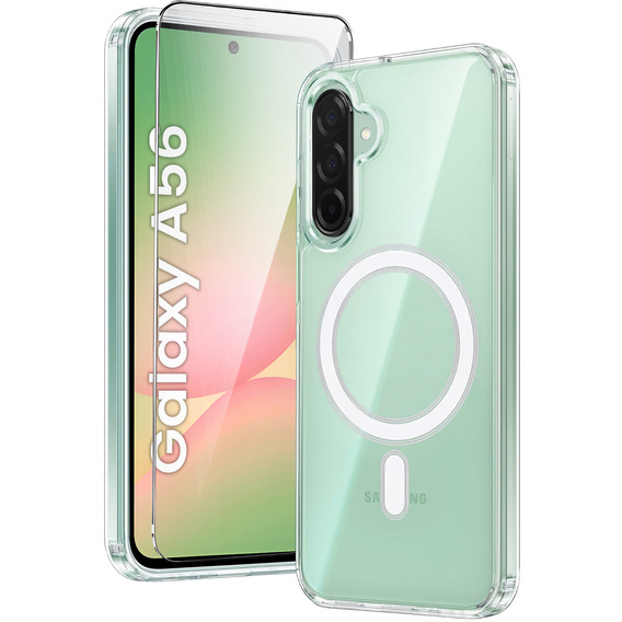 Etui do Samsung Galaxy A56 5G, Dropproof MagSafe, przezroczyste + Szkło hartowane 9H