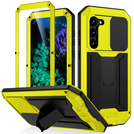 Etui pancerne do Samsung Galaxy S23 Plus, R-JUST CamShield Slide, żółte