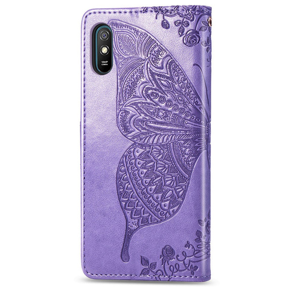 Etui z klapką do Xiaomi Redmi 9A, Butterfly, fioletowe