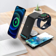 Ładowarka indukcyjna 15W 4w1 do urządzeń Samsung / Galaxy Watch / Galaxy Buds, czarna