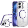 Etui do iPhone 17, do MagSafe, z podstawką, przezroczyste z fioletowymi akcentami