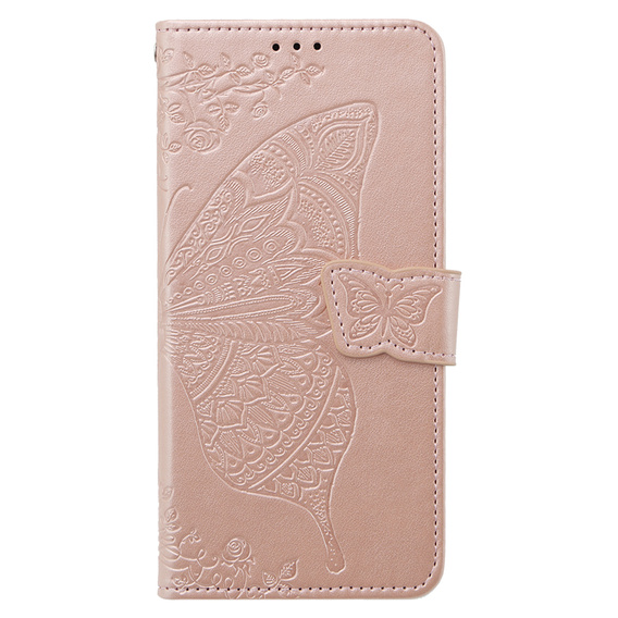 Etui z klapką do Oppo A79 5G, Butterfly, różowe rose gold