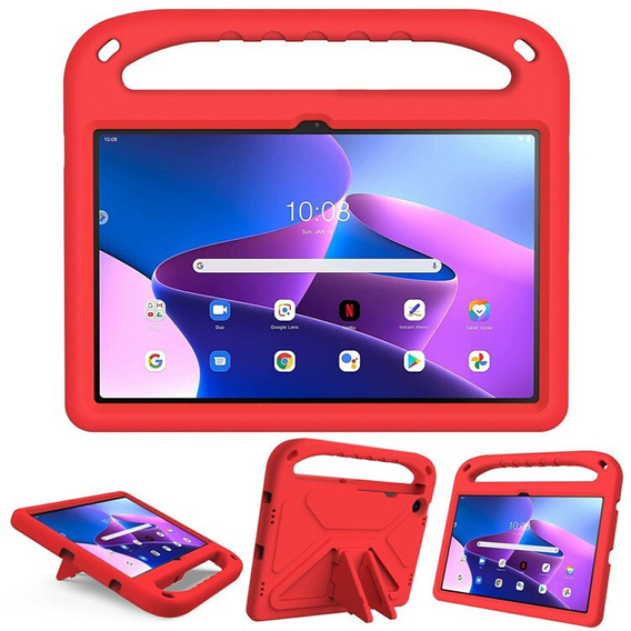 Etui dla dzieci do Lenovo Tab M10 Plus 10.6 Gen 3 TB-125F TB-128F, dziecięce z uchwytem, czerwone