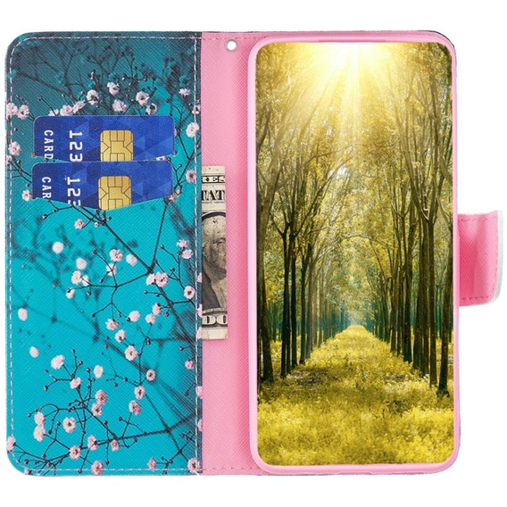 Etui z klapką do Xiaomi 13 Lite, Wallet, Sakura niebieskie