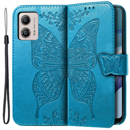 Etui z klapką do Motorola Moto G53 5G, Butterfly, niebieskie