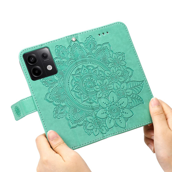 Etui z klapką do Xiaomi Redmi Note 13 Pro 5G, Mandala, zielone