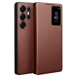Etui QIALINO do Samsung Galaxy S25 Ultra z klapką, brązowe