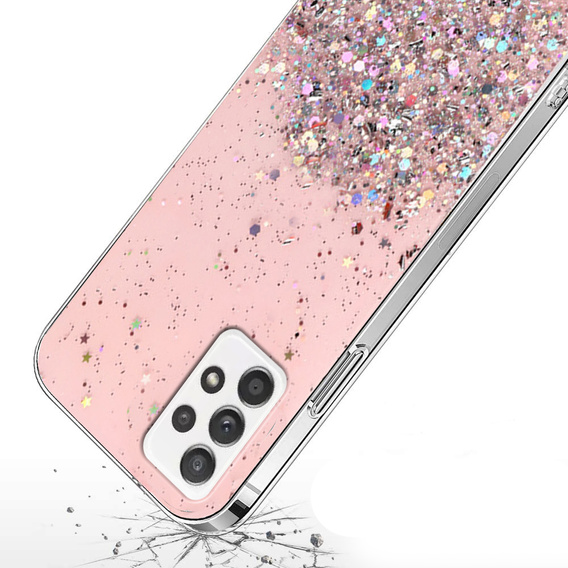 Etui do Samsung Galaxy A13 4G, Glittery, różowe