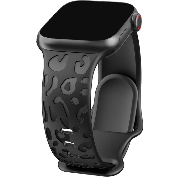 Pasek Silikonowy do Apple Watch 1/2/3/4/5/6/7/8/9/10/11/SE 38/40/41/42mm, Leopard, Czarny